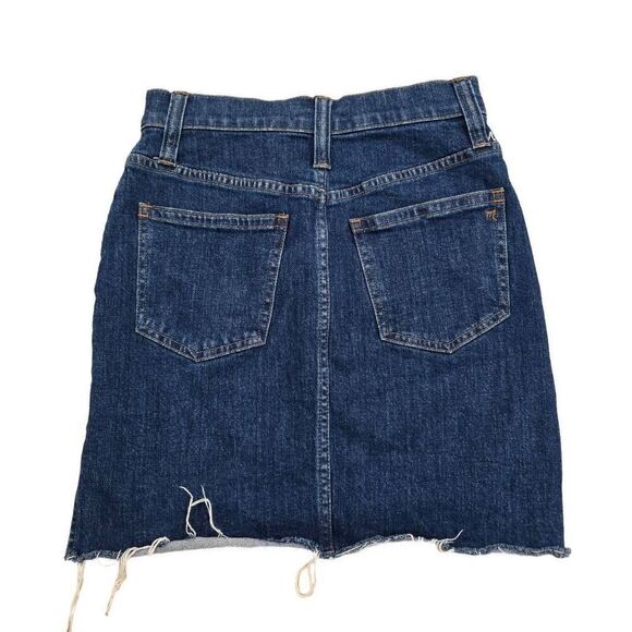 Madewell Stretch Denim Straight Mini Skirt Step-Hem Womens Size 24 Blue - Picture 7 of 7